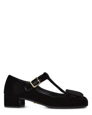 PRADA Bow T-Bar Mary Janes - Black