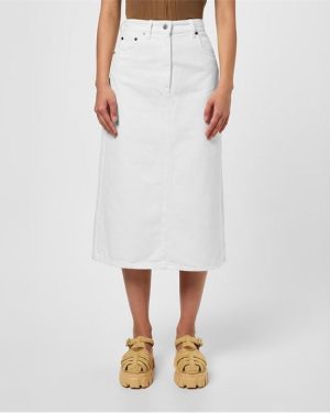 PRADA Denim Midi Skirt - White