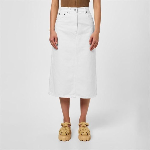 PRADA Denim Midi Skirt - White