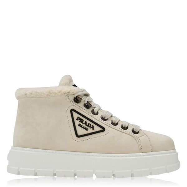 PRADA Lace-Up Winter Boot - White