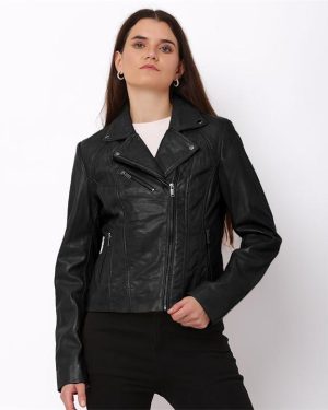 PRIMEHIDE Leather Yvonne Womens Biker Style Leather Jacket Yvonne - Black