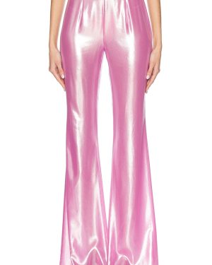 PRISCAVera Fitted Flared Pant in Metallic Pink - Pink. Size M (also in S, XS).