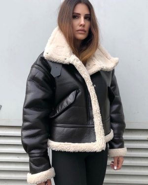 PU Leather Moto Jacket For Women Oversized Winter Outerwear 2025