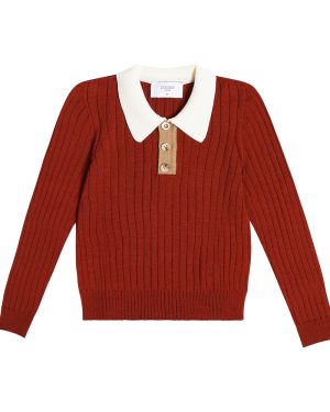 Paade Mode Ribbed-knit wool-blend polo top