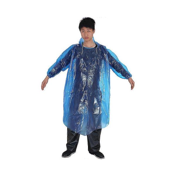 Pack Of 10 Disposable Rain Poncho with Drawstring Hood And Elastic Cuff, Transparent Waterproof Rain Poncho Unisex Portable for Travel, Camping, Stadi