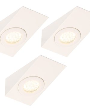Pack of 3 Bala Kitchen 1.5 Watt LED Wedge Shaped Downlighter with Frosted Shade - White