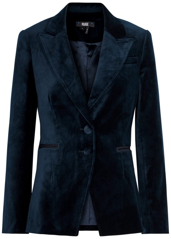 Paige Chelsee Velvet Blazer - Navy - S (UK8-10 / S)