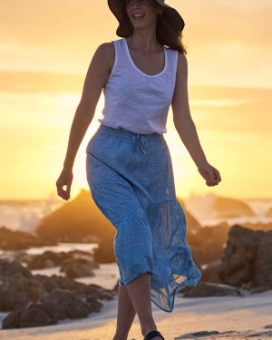 Palermo Womens Tiered Midi Skirt - Blue