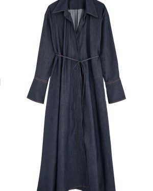 Palmer//harding Love Revisited Chambray Midi Wrap Dress - Dark Blue - S (UK8-10 / S)