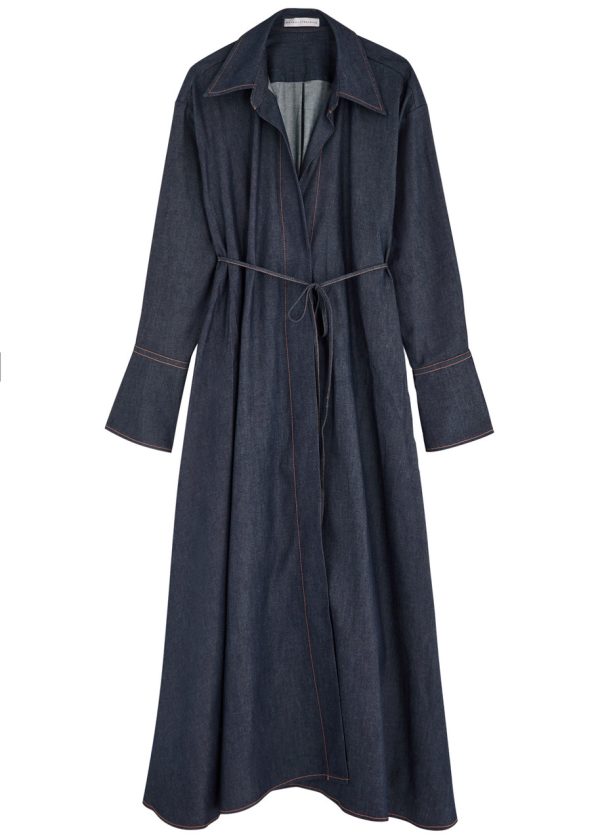 Palmer//harding Love Revisited Chambray Midi Wrap Dress - Dark Blue - S (UK8-10 / S)