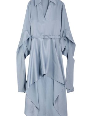 Palmer//harding Tandem Asymmetric Satin Mini Dress - Light Blue - 10 (UK10 / S)