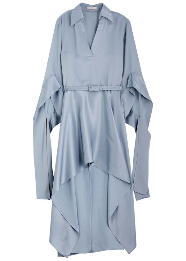 Palmer//harding Tandem Asymmetric Satin Mini Dress - Light Blue - 10 (UK10 / S)