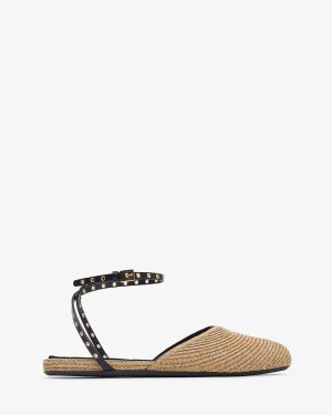 Paper straw nature flat sandals