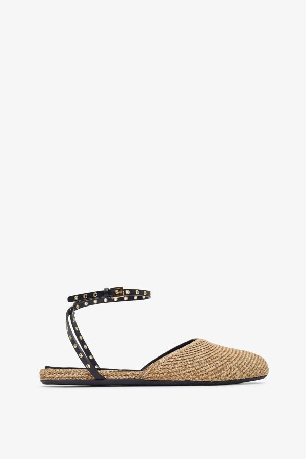 Paper straw nature flat sandals