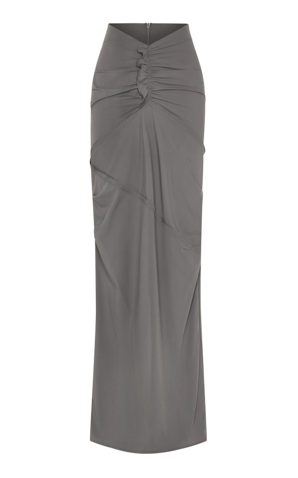 Paris Georgia - Ruffled Stretch-Nylon Maxi Skirt - Dark Grey - XS - Moda Operandi