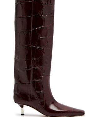 Paris Texas Bettina 55 Crocodile-effect Leather Knee-high Boots - Burgundy - 39 (IT39/ UK6)