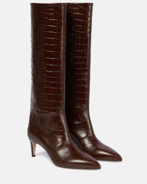 Paris Texas Croc-effect leather knee-high boots