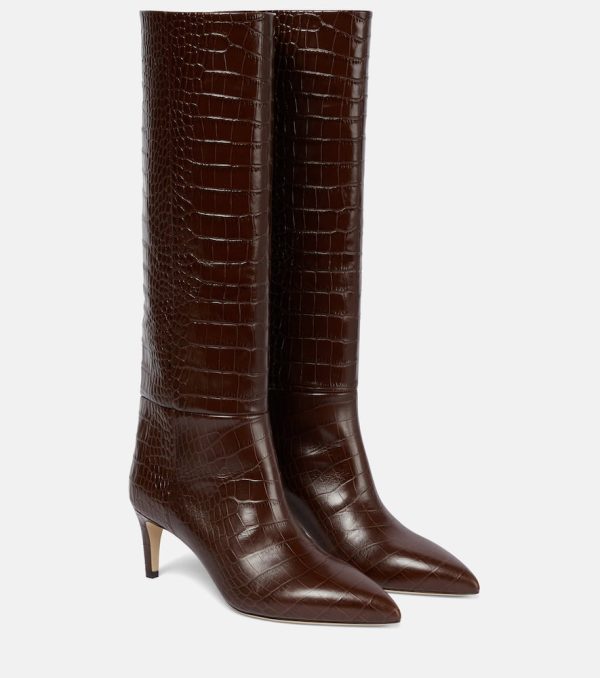 Paris Texas Croc-effect leather knee-high boots