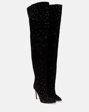 Paris Texas Embellished suede over-the-knee boots