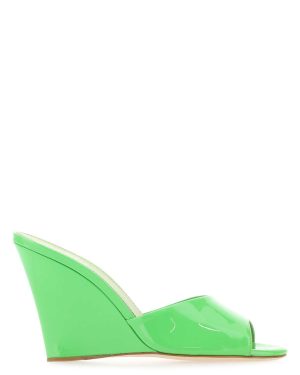 Paris Texas Green Leather Wanda Mules