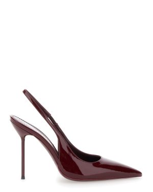 Paris Texas lidia Bordeaux Slingback Mules With High Stiletto Heel And Elastic Ankle Strap In Leather Woman
