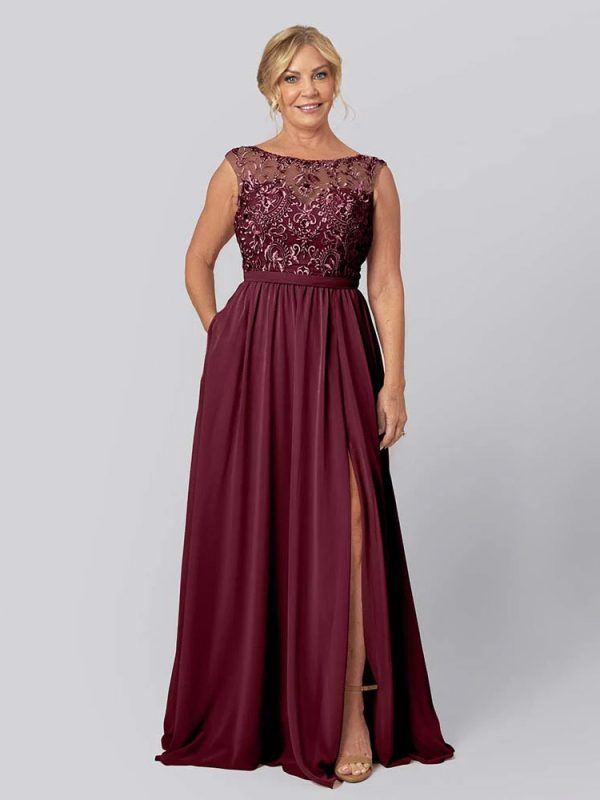 Party Dress For Mother Of The Bride Illusion Neckline Sleeveless Ball Gown Cut Out Guest Dresses For Wedding