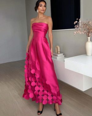 Party Dress In Rose Cut Out Strapless A-line Semi Formal Long Dress For Women 2025