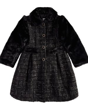 Patachou Faux fur and tweed coat