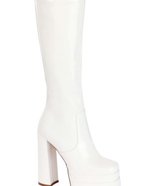 Patent White Platform Adult Gogo Boots