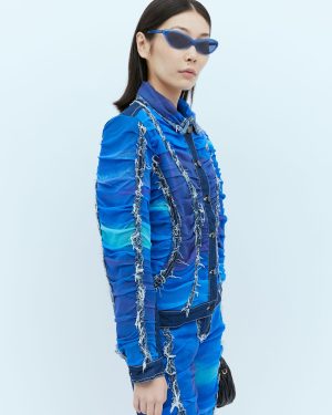 Paula Canovas del Vas Mesh Construction Denim Jacket - Woman Jackets Blue M