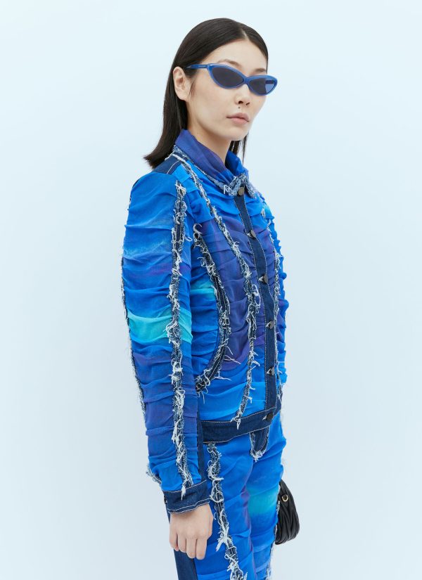 Paula Canovas del Vas Mesh Construction Denim Jacket - Woman Jackets Blue M