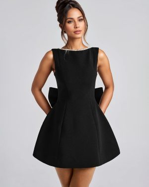 Pearl Cocktail Dress With Bow Sleeveless A-line Backless Birthday Party Mini Dress For Women 2025