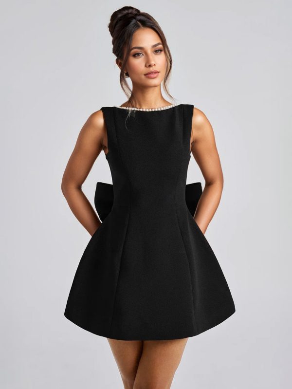 Pearl Cocktail Dress With Bow Sleeveless A-line Backless Birthday Party Mini Dress For Women 2025