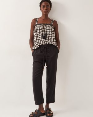 Penina Drawstring Wide-Leg Trousers Black