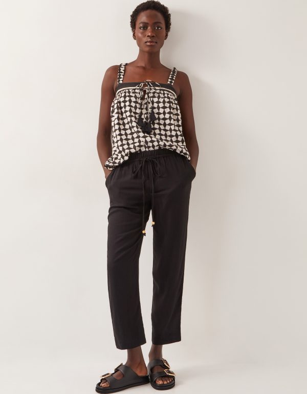Penina Drawstring Wide-Leg Trousers Black
