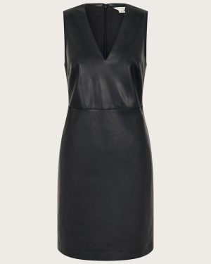 Peri Sleeveless Faux Leather Mini Dress Black