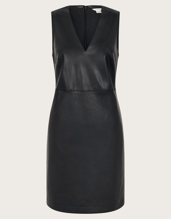 Peri Sleeveless Faux Leather Mini Dress Black