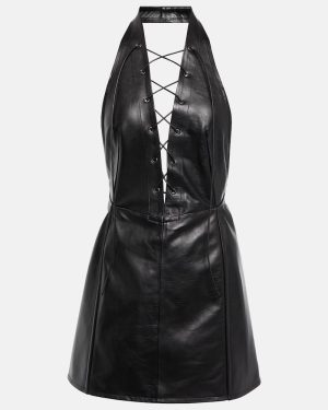 Petar Petrov Atkins V-neck leather mini dress