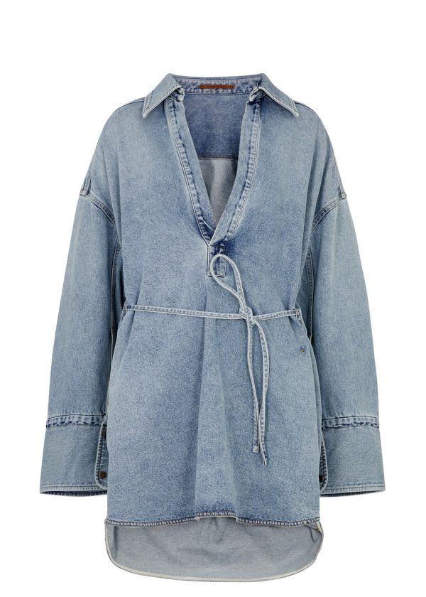 Petar Petrov Denim Mini Tunic Dress - Light Blue - S (UK8-10 / S)