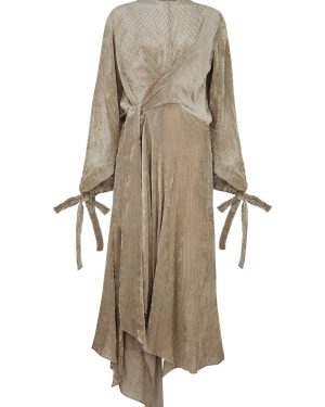 Petar Petrov Wrap-effect Corduroy Maxi Dress - Beige - 8
