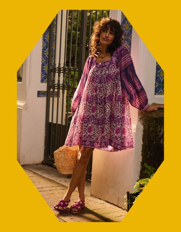 Petite Mendigote Rabea Floral Swing Mini Dress Purple