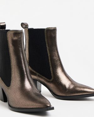 Pewter Elastic Western Heeled Boots