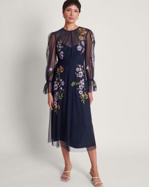 Phoebe Embellished Tea Dress Blue