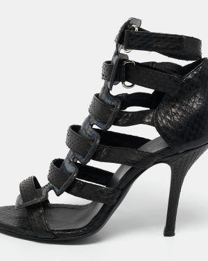 Pierre Hardy Black Snakeskin Strappy Gladiator Sandals Size 35.5