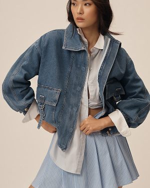 Pilcro Utility Denim Bomber Jacket