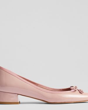 Pink Aurelie Leather Grosgrain Ballerina Court Shoes
