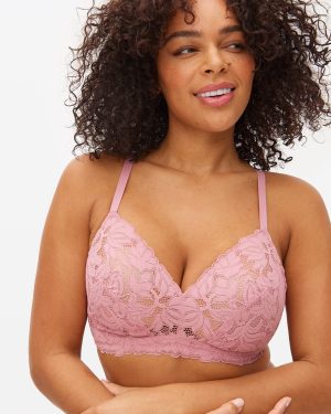 Pink Floral Lace Non Padded Bralette