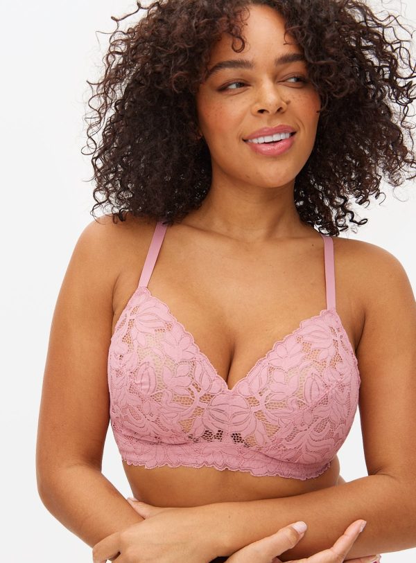 Pink Floral Lace Non Padded Bralette