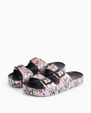 Pink Floral Twin Strap Eva Sliders