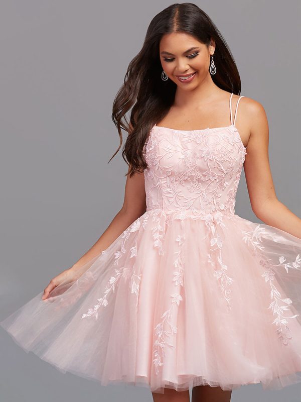 Pink Homecoming Dress 2025 Short A-Line Jewel Neck Lace Tight Homecoming Outfits Free Customization